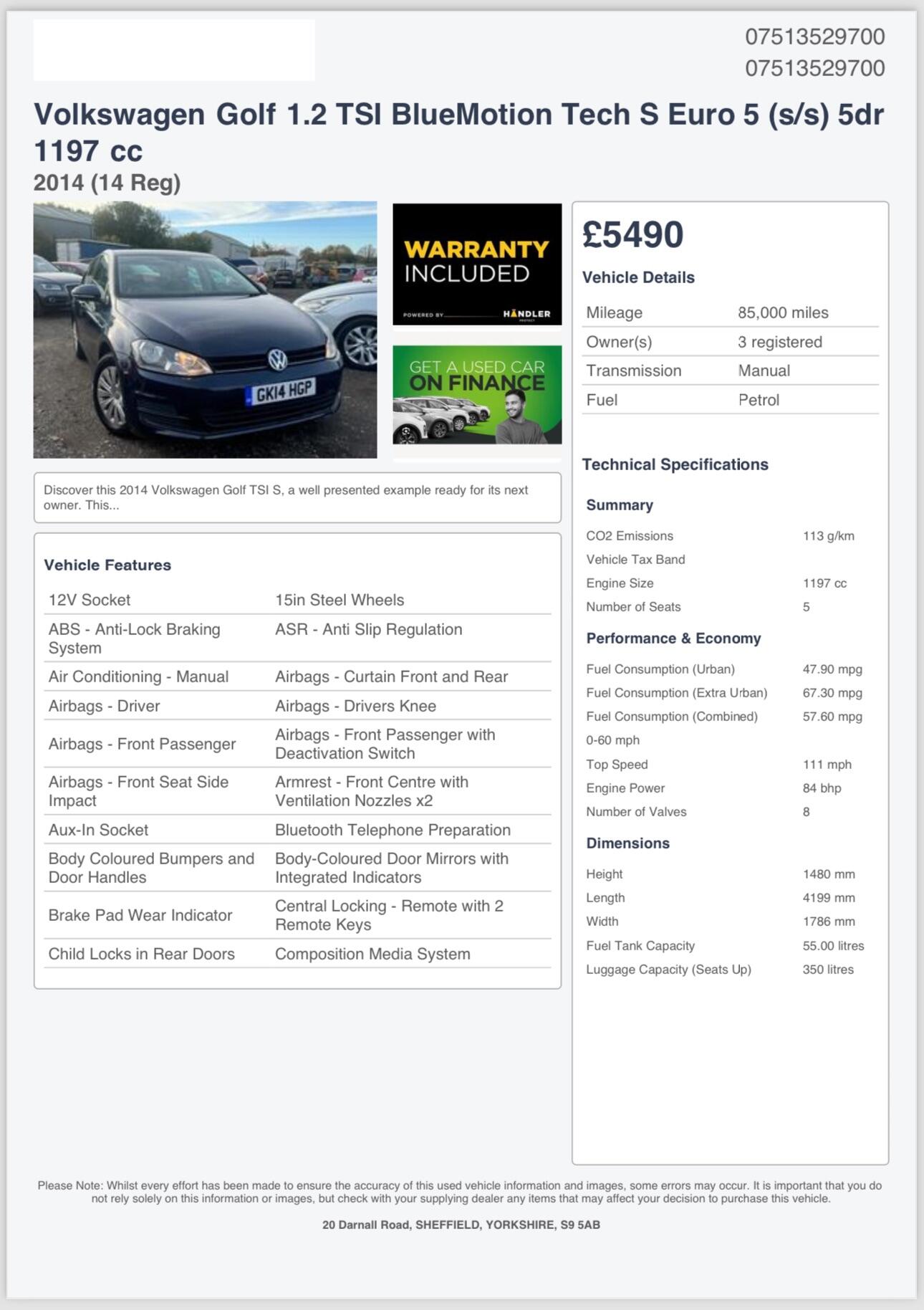 Used Volkswagen Golf 2014 for sale - 76409150: Photo 50