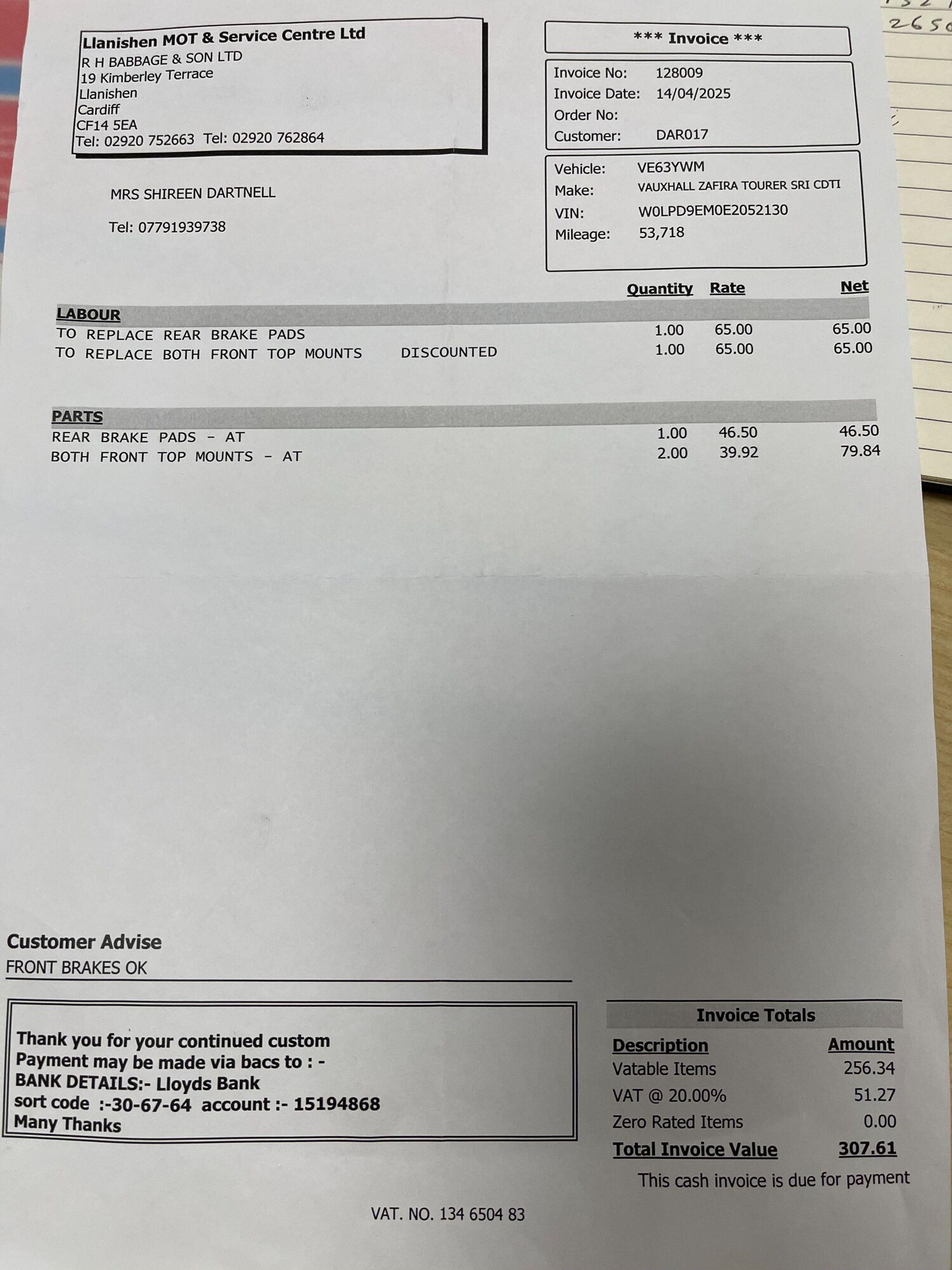 Used Vauxhall Zafira Tourer for sale - 77490065: Photo 32