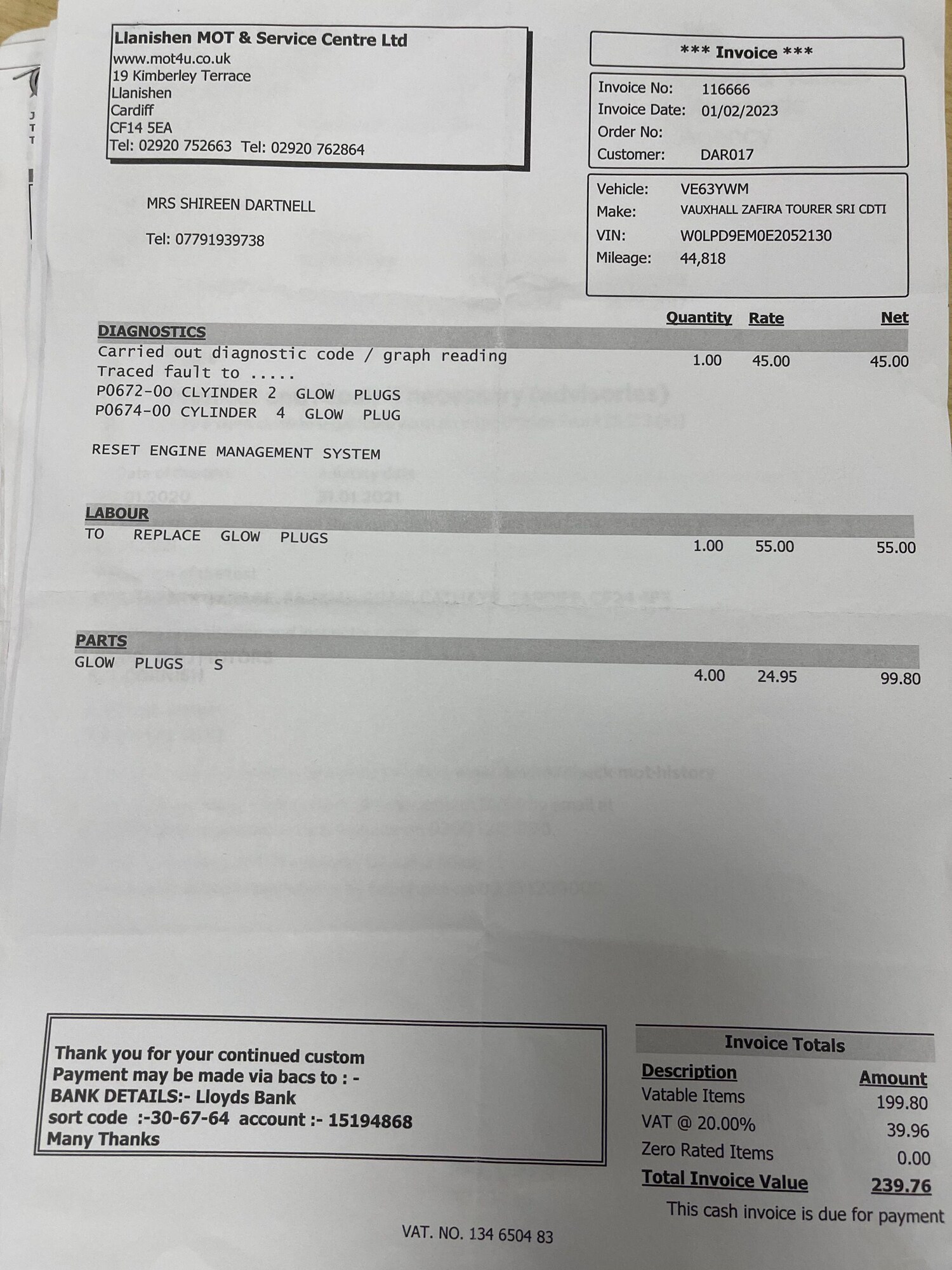 Used Vauxhall Zafira Tourer for sale - 77490065: Photo 33