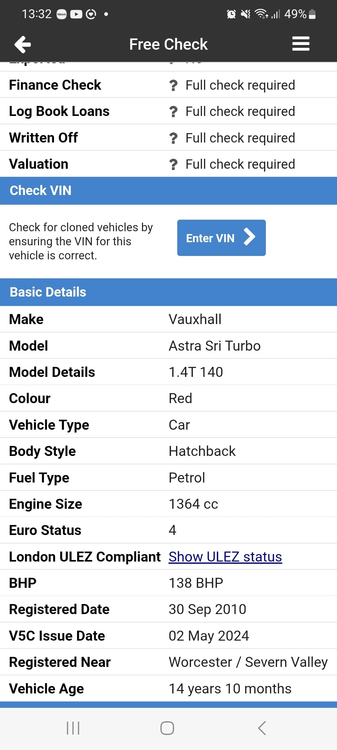 Used Vauxhall Astra 2010 for sale - 76589205: Photo 9