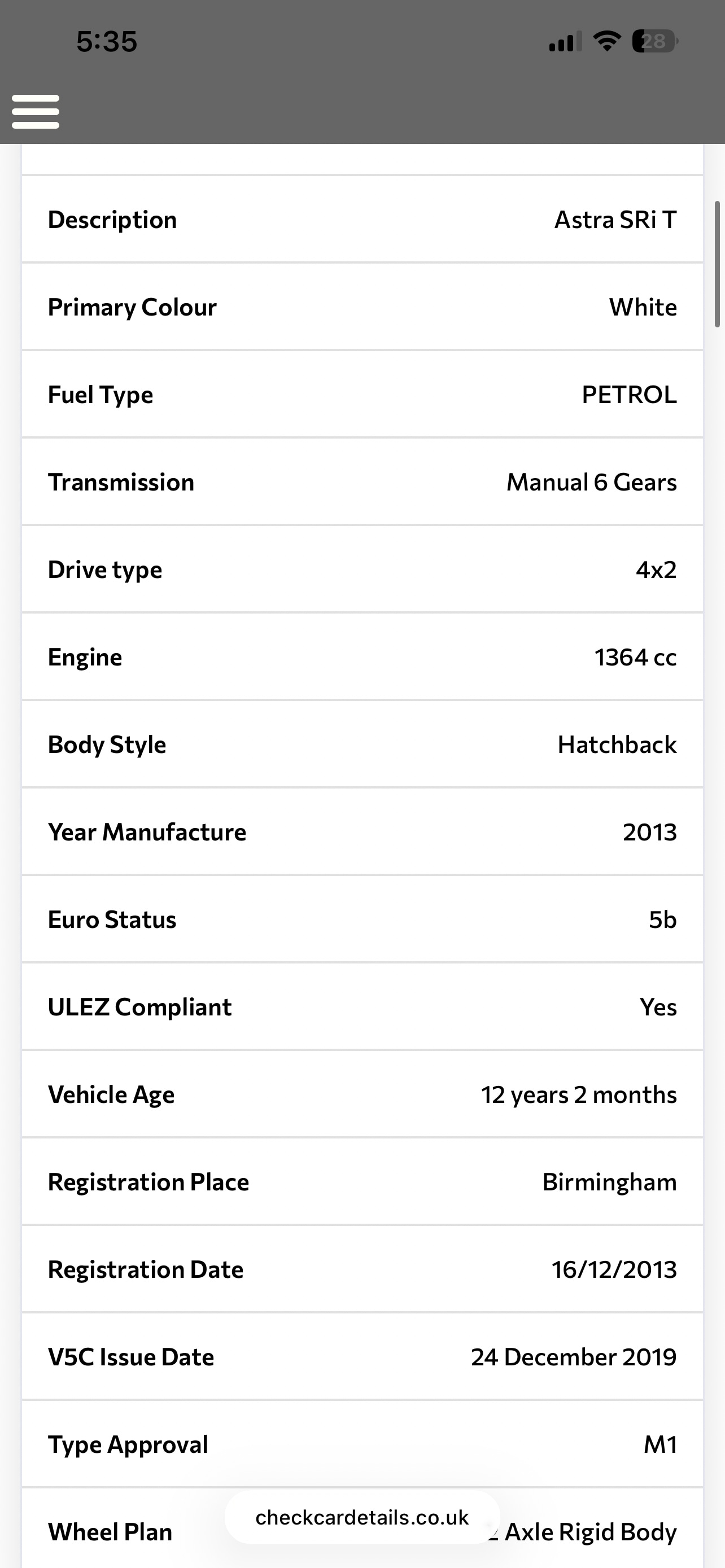 Used Vauxhall Astra 2013 for sale - 77930452: Photo 8