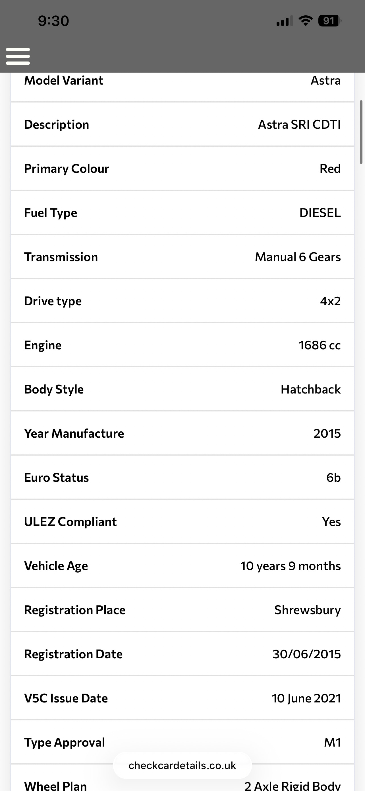Used Vauxhall Astra 2015 for sale - 77759080: Photo 9