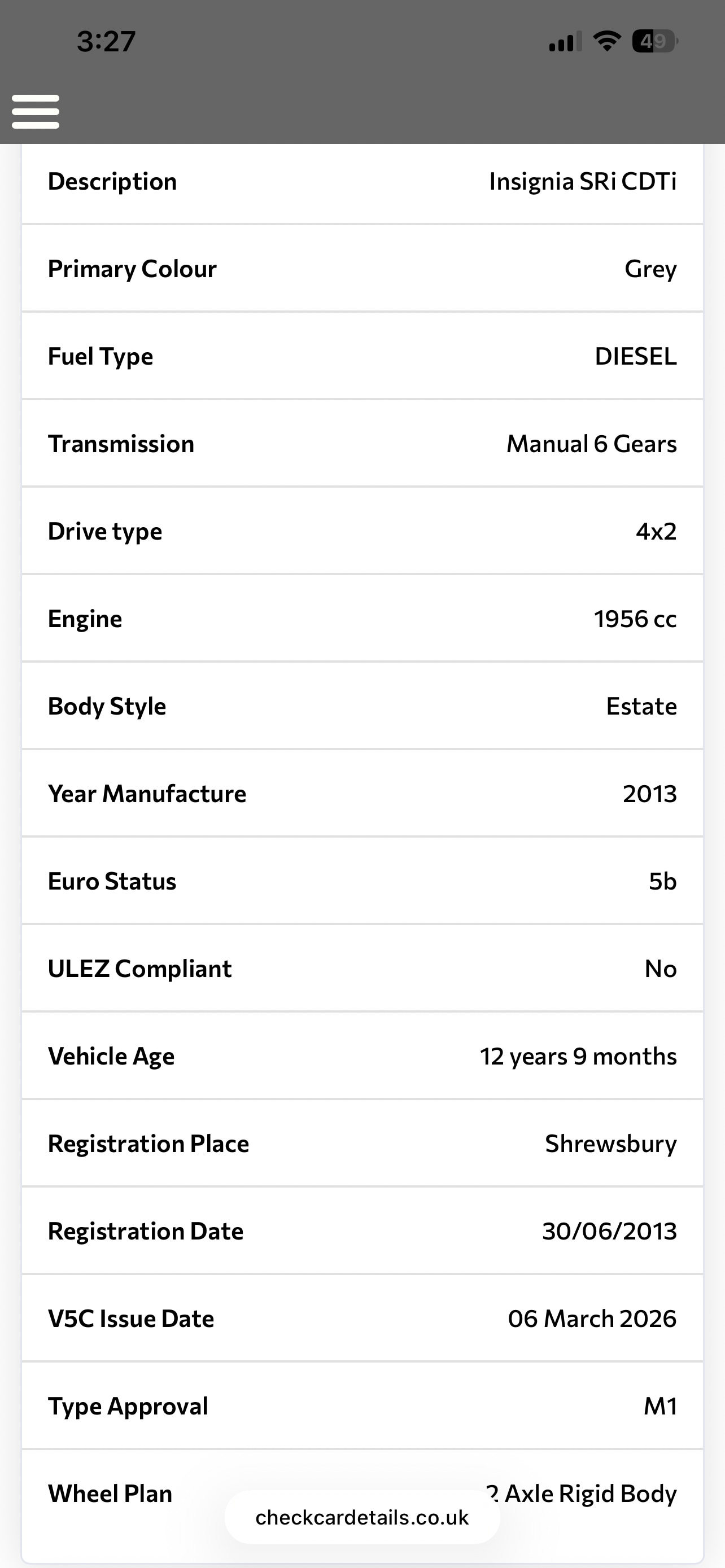 Used Vauxhall Insignia 2013 for sale - 78070745: Photo 9
