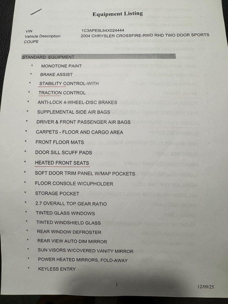 Used Chrysler Crossfire 2004 for sale - 76932214: Photo 85