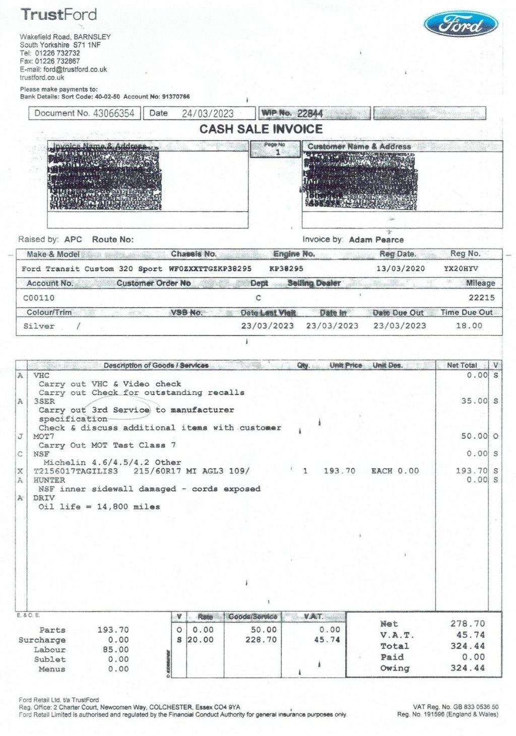 Used Ford Transit Custom 2020 for sale - 77621759: Photo 6