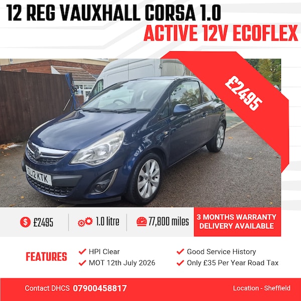 Used Vauxhall Corsa 2012 for sale - 76194419: Photo 1