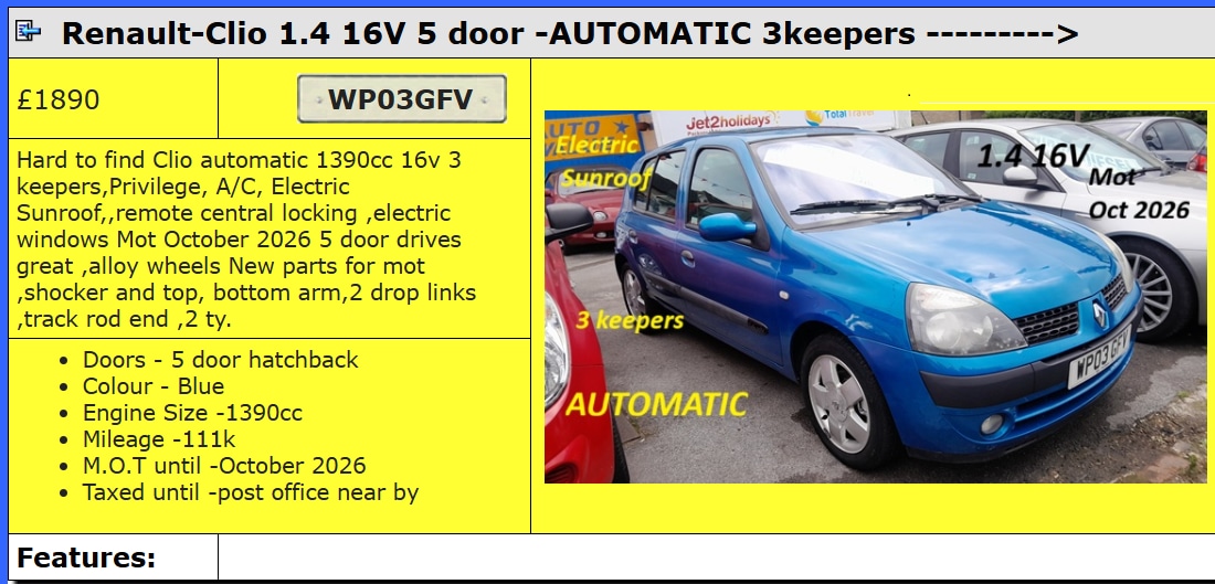 Used Renault Clio 2003 for sale - 76276044: Photo 1