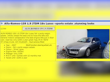 Used Alfa Romeo 159 2007 for sale - 75608454: Photo
