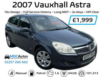 2007 (07) - 1.6i 16V Design 5dr Petrol, FULL HISTORY, LONG MOT, 2x KEYS, HPI CLEAR