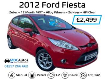 2012 (12) - 1.25 Zetec 3dr Petrol, 12 Month MOT, 2x Keys, HPI Clear, EW CD RCL