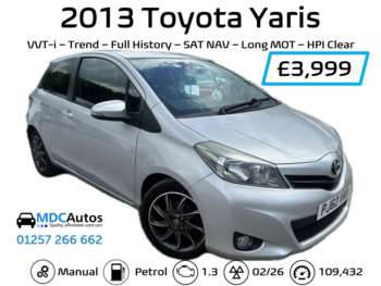 2013 (62) - 1.33 VVT-i Trend 3dr, FULL HISTORY, SAT NAV, REVERSE CAMERA, 2 KEYS