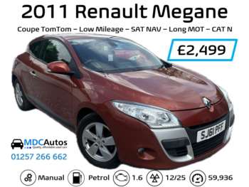 2011 (61) - 1.6 16V 110 Dynamique TomTom Sat Nav, Low Mileage, Long MOT, CAT N 3-Door