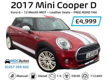 2017 (17) - 1.5 Cooper D 5dr, FREE TAX, FULL HISTORY, 12M MOT, EW CD RCL, 2x KEYS