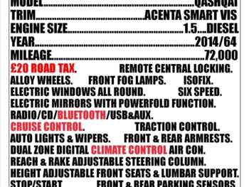 2014 (64) - 1.5 dCi Acenta [Smart Vision Pack] 5dr