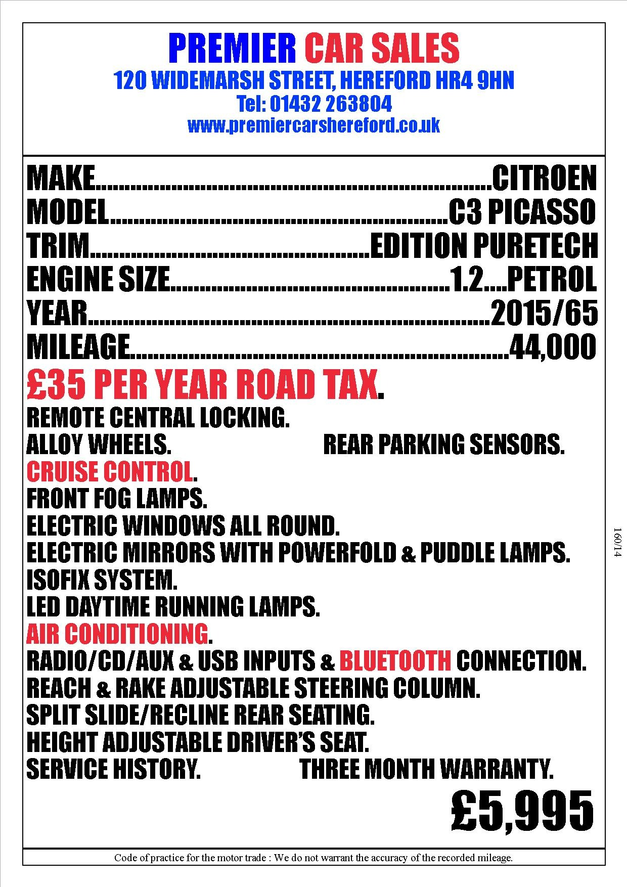 Used Citroen C3 Picasso 2015 for sale - 76384184: Photo 4