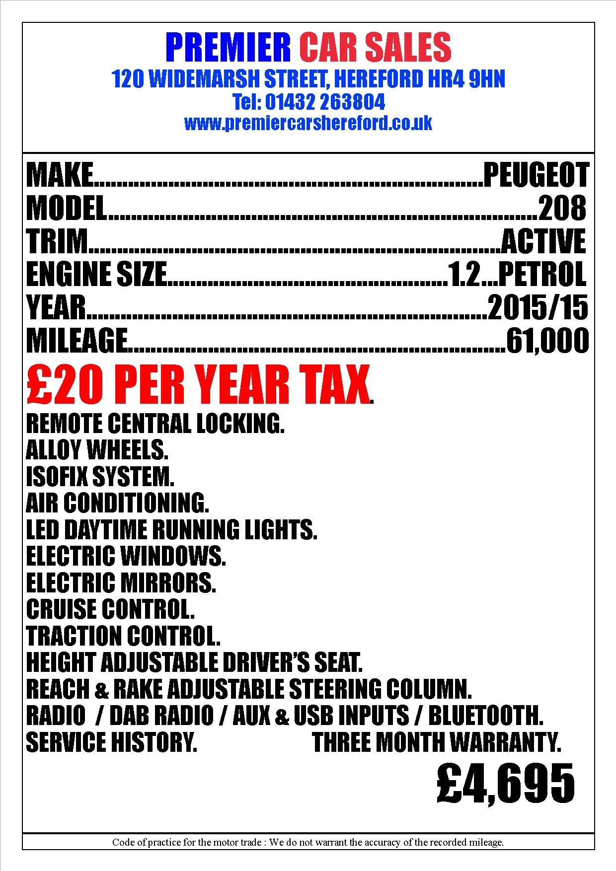 Used Peugeot 208 2015 for sale - 76414020: Photo 4