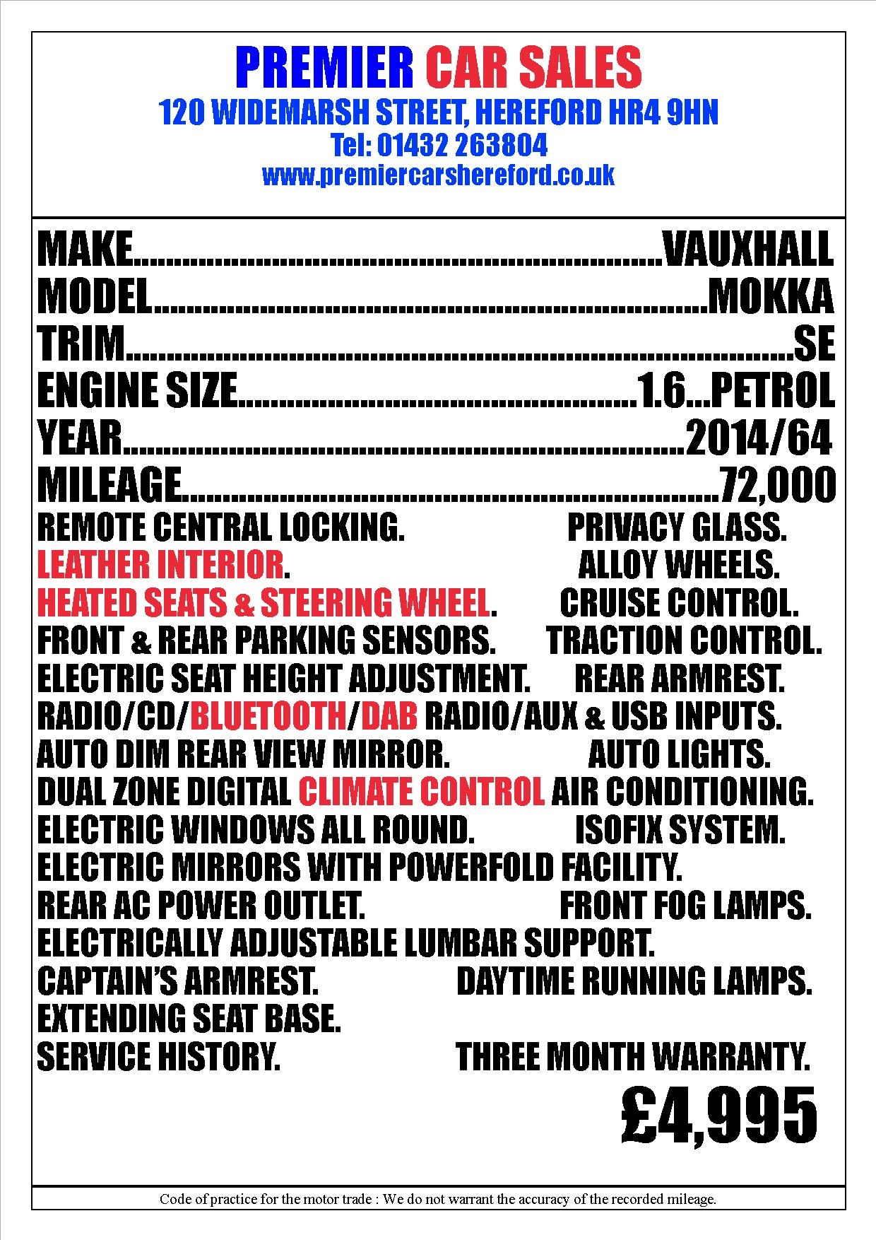 Used Vauxhall Mokka 2014 for sale - 76612188: Photo 4