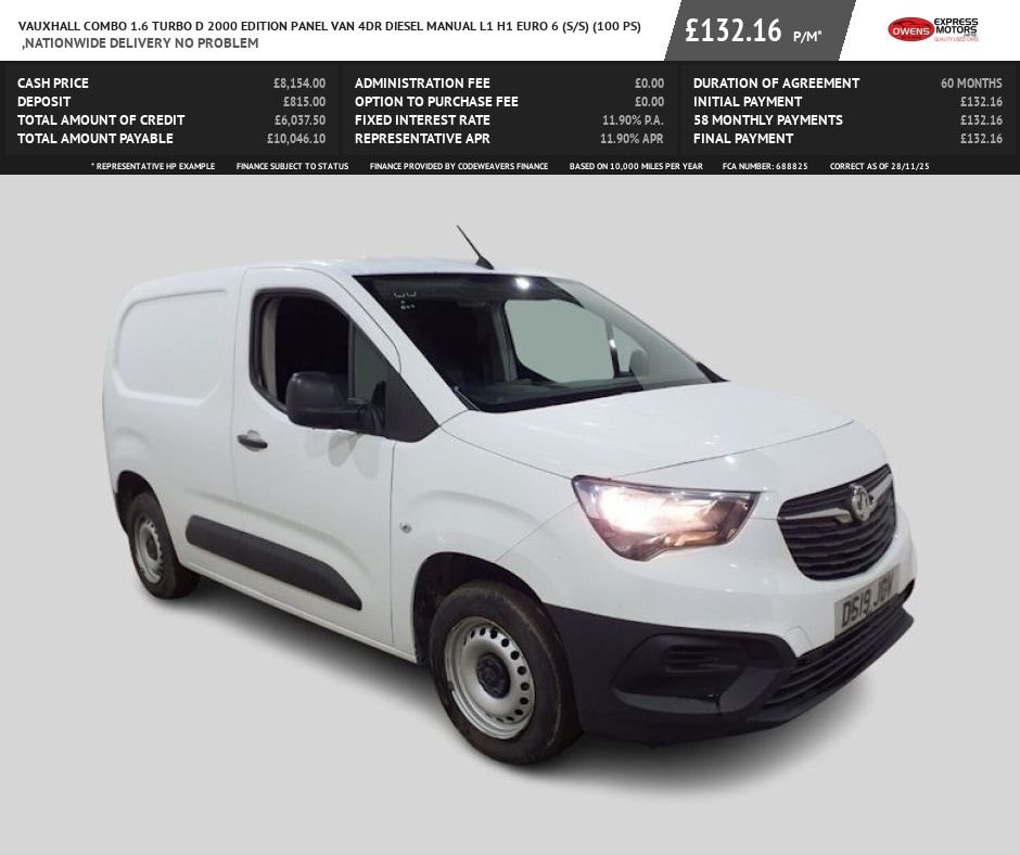 Used Vauxhall Combo 2019 for sale - 77272574: Photo 6